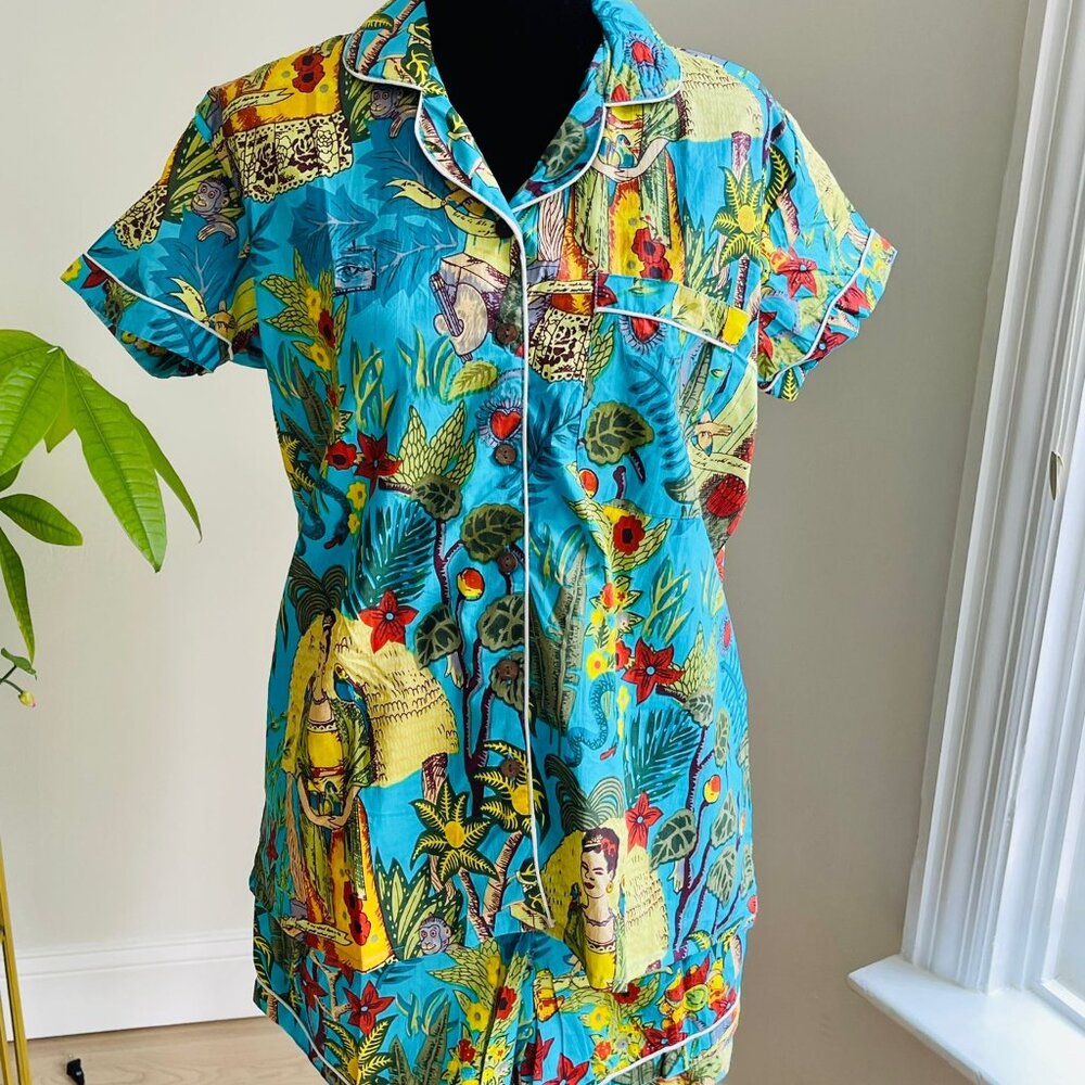 BRAND NEW Turquoise Frida khalo Short Pj Set Bridesmaid Pj Set For Woman Pj Se - Picture 5 of 8